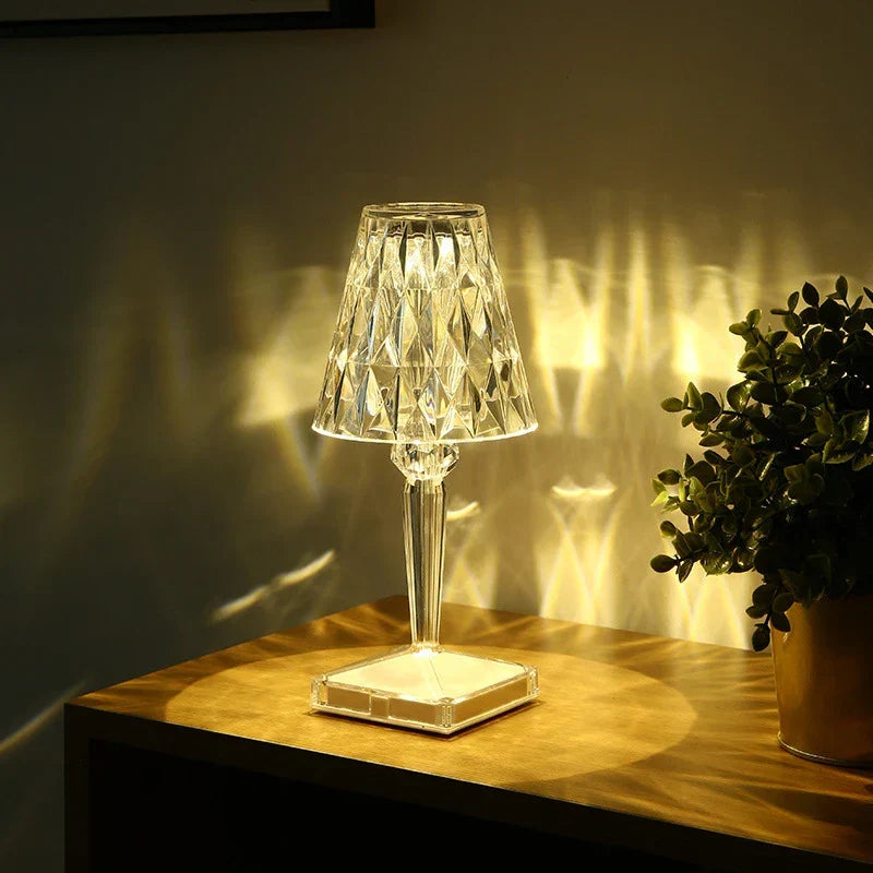 Crystal Style Cordless Table Lamp – LED – Modern Minimalist
